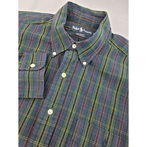 Ralph Lauren Big Shirt Men's‎ L Tartan Plaid Long Sleeves Button Shirt